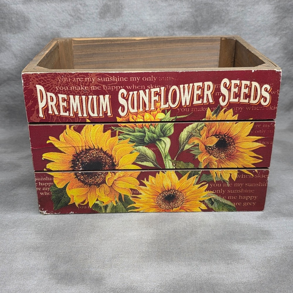 Sunflower Wooden Storage Crate Decor Rustic 'You Are My Sunshine'